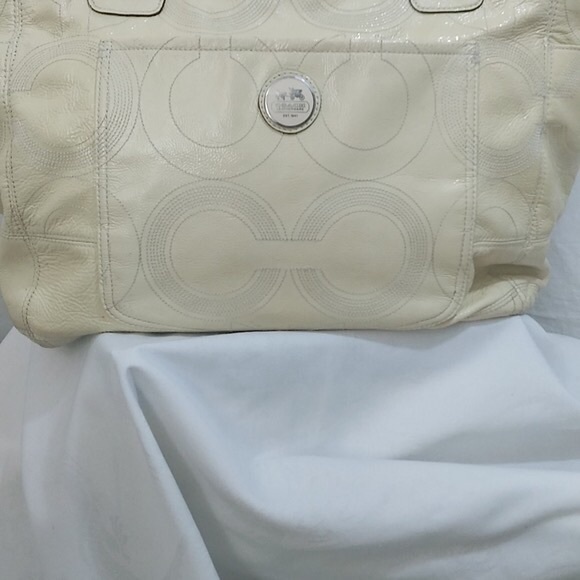 Coach - Yellow Leather & Canvas Diaper/Tote Bag - Picture 9 of 11